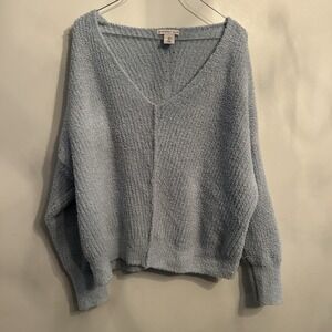 Sincerely Jules Baby Blue V-Neck Cozy Sweater Women's Large 90s Soft